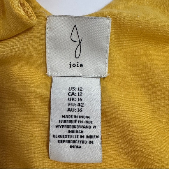 Joie Mustard Yellow Embroidered Tiered Maxi Dress Size 12 - Picture 6 of 7